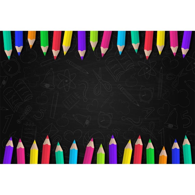 Leyiyi 7x5ft Blackboard Pencil Backdrop Back to School Photography Sessions Kids Child Newborn Baby Shower Birthday Party Photo Background - Image 1